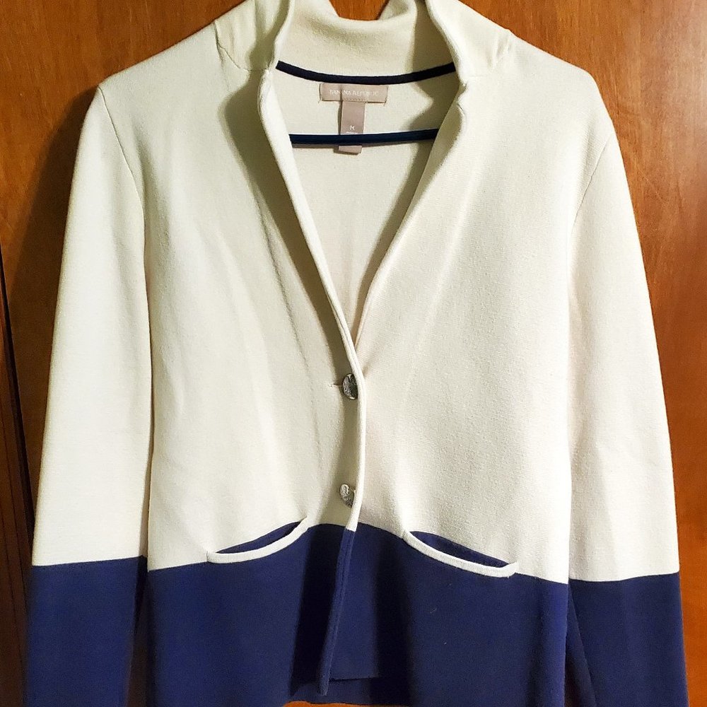 Banana Republic Navy-Cream Jacket Blazer - Womens Size Medium